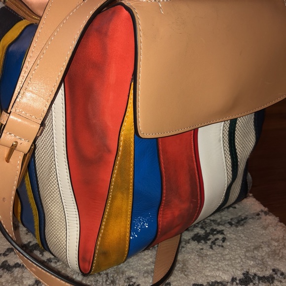 Tory Burch Half-Moon Balloon Stripe Satchel Bag - Picture 12 of 16